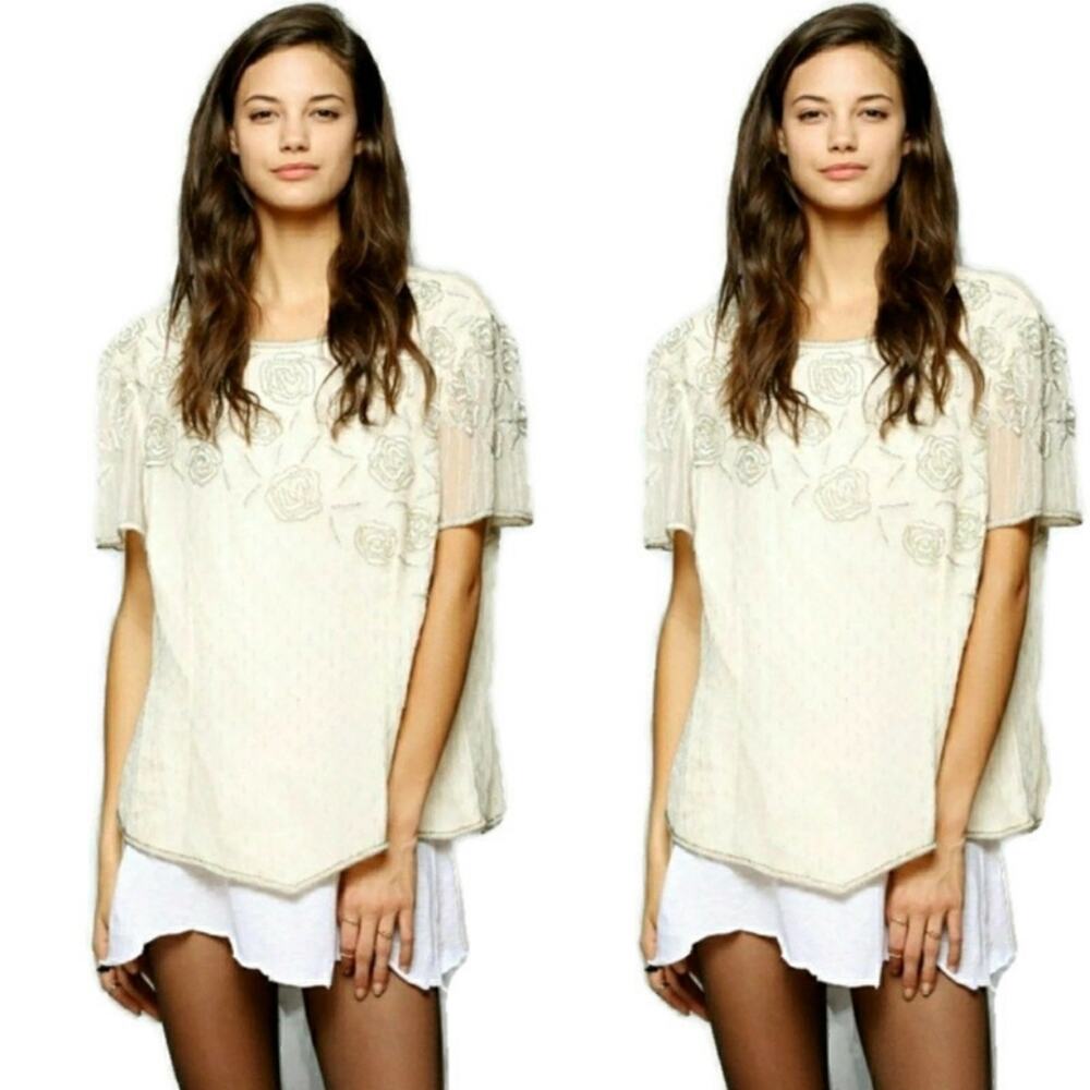 Vintage beaded silk top Size small. NWT - Picture 1 of 8